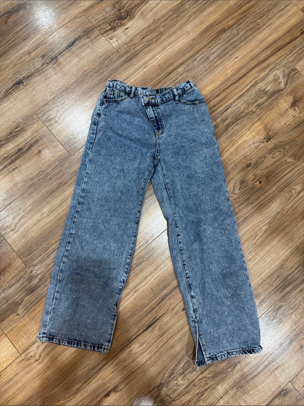 SHEIN Washed Blue Straight-Leg Kids Jeans